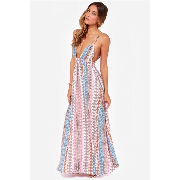 Lulus Dresses & Skirts - Lulus Maxin Relaxin Multi Print Boho Maxi Dress